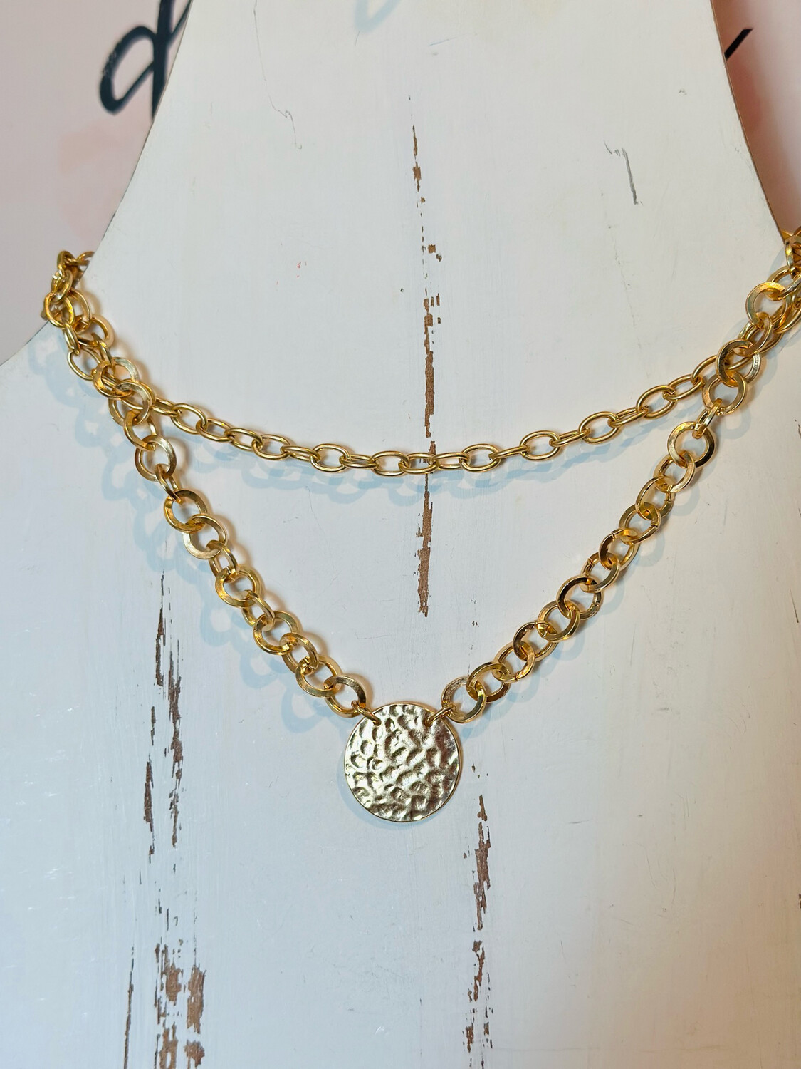 Worn Gold Charm Necklace 