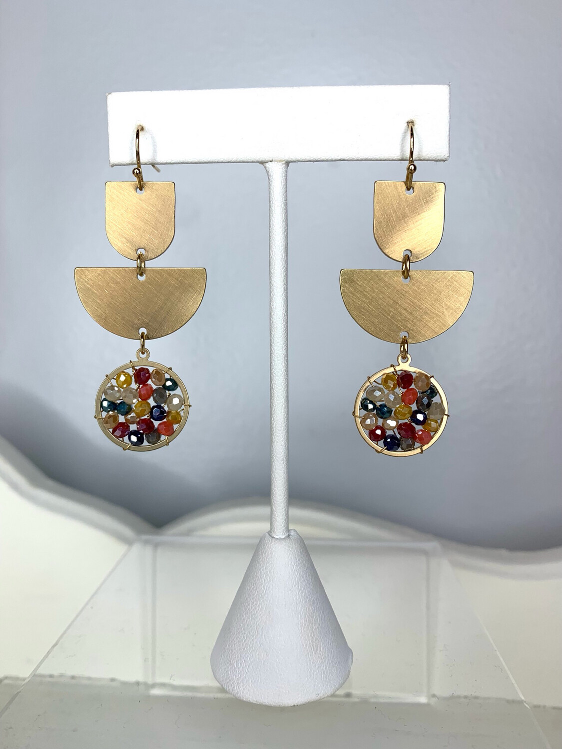 Gold & Multi Beaded Cluster Earrings