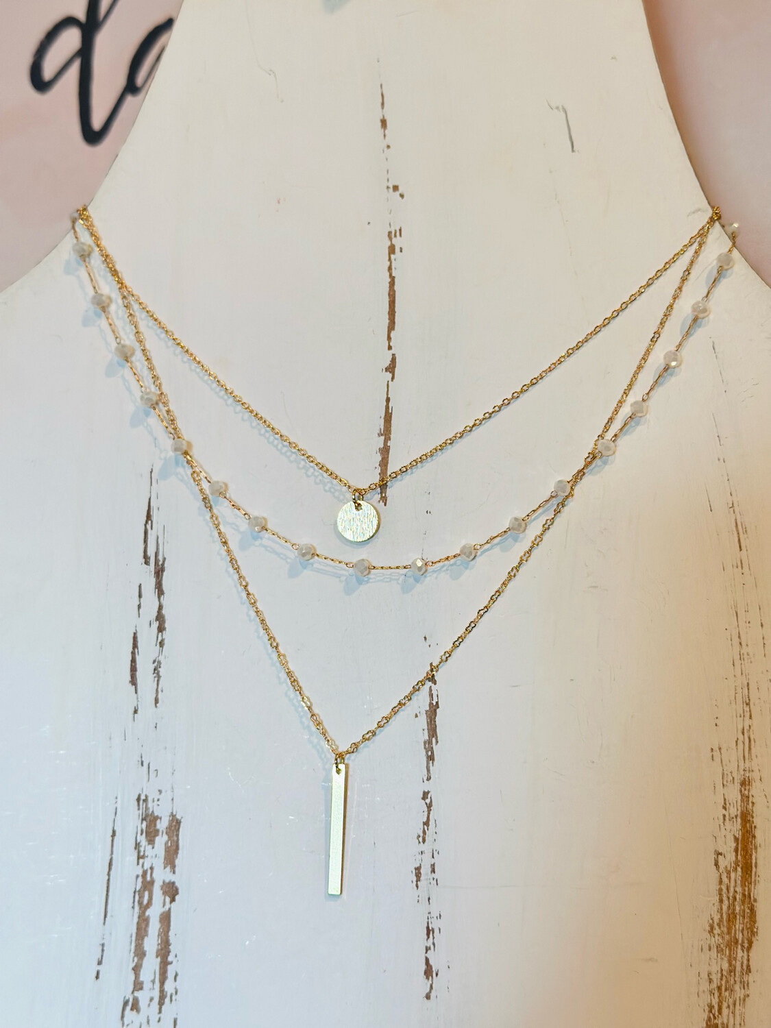 Cream & Gold 3 Layer Necklace