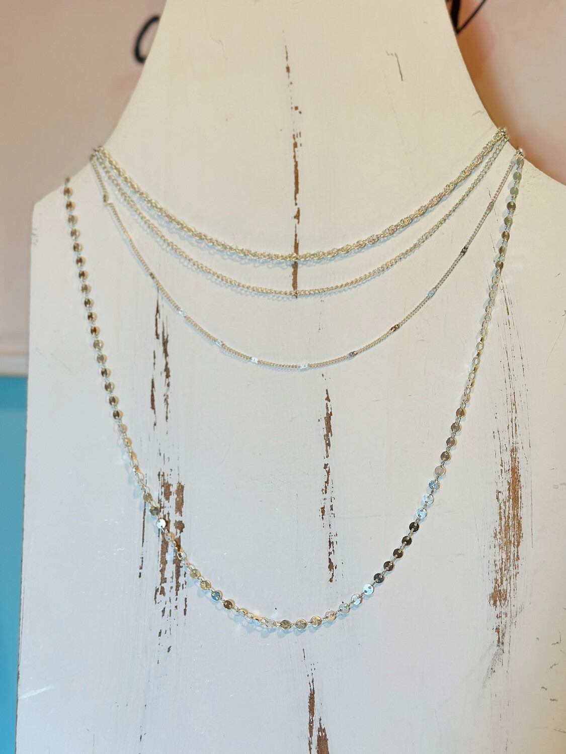 Silver Dainty Multi Layered Necklace