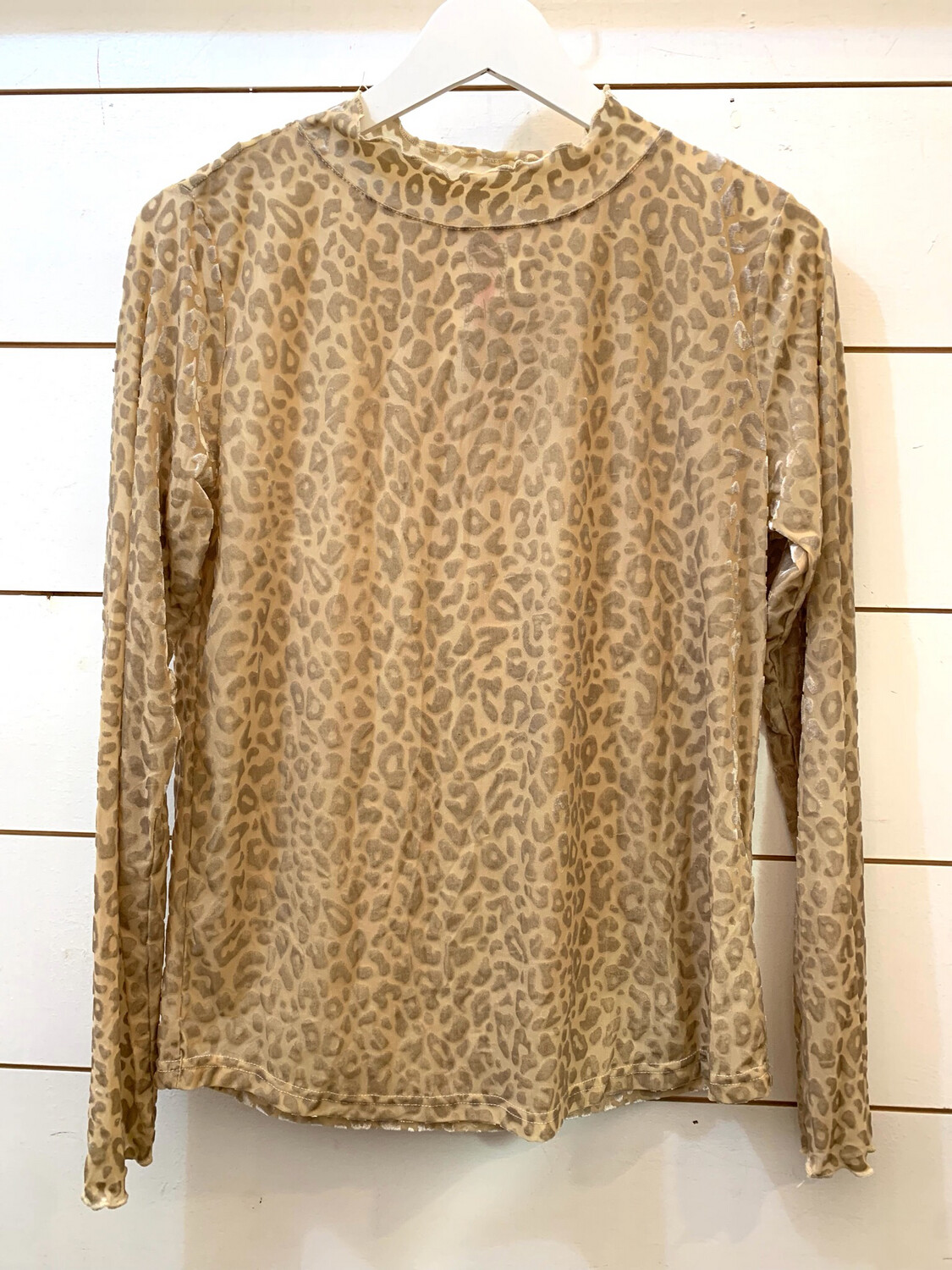 Taupe Leopard Burnout Long Sleeve Top
