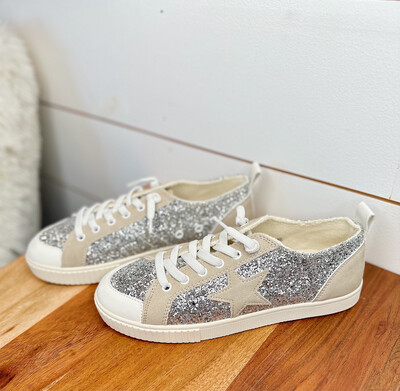 Silver Glitter Star Sneakers 