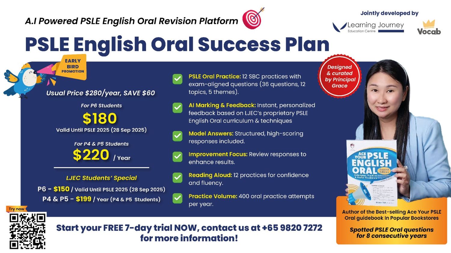 LJEC Students Exclusive Rate A.I Powered PSLE English Oral Revision Platform PSLE English Oral Success Plan