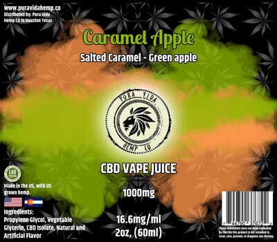 Caramel Apple (Salted Caramel &amp; Green Apple) CBD vape juice - Lab Tested - THC Free