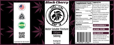 Black Cherry Water Soluble CBD Tincture - Lab Tested - THC Free