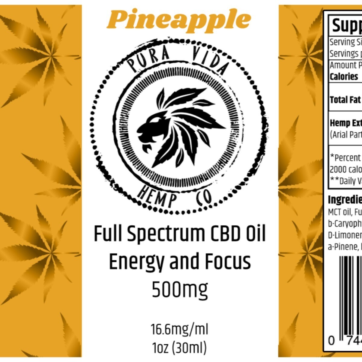 Full-Spectrum Tincture Pineapple
(Energy and Focus) - Lab Tested -