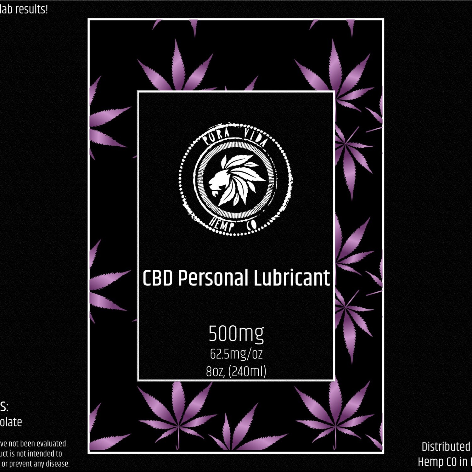 CBD Personal Lubricant - Lab Tested - THC Free