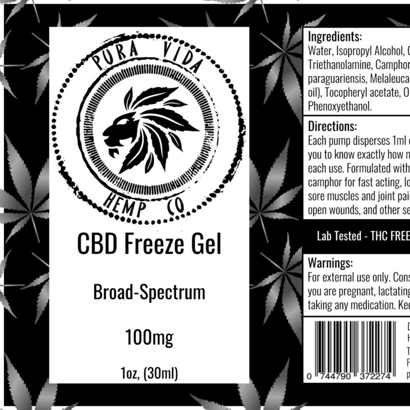 CBD Freeze Gel for Topical Use - Lab Tested - THC Free -