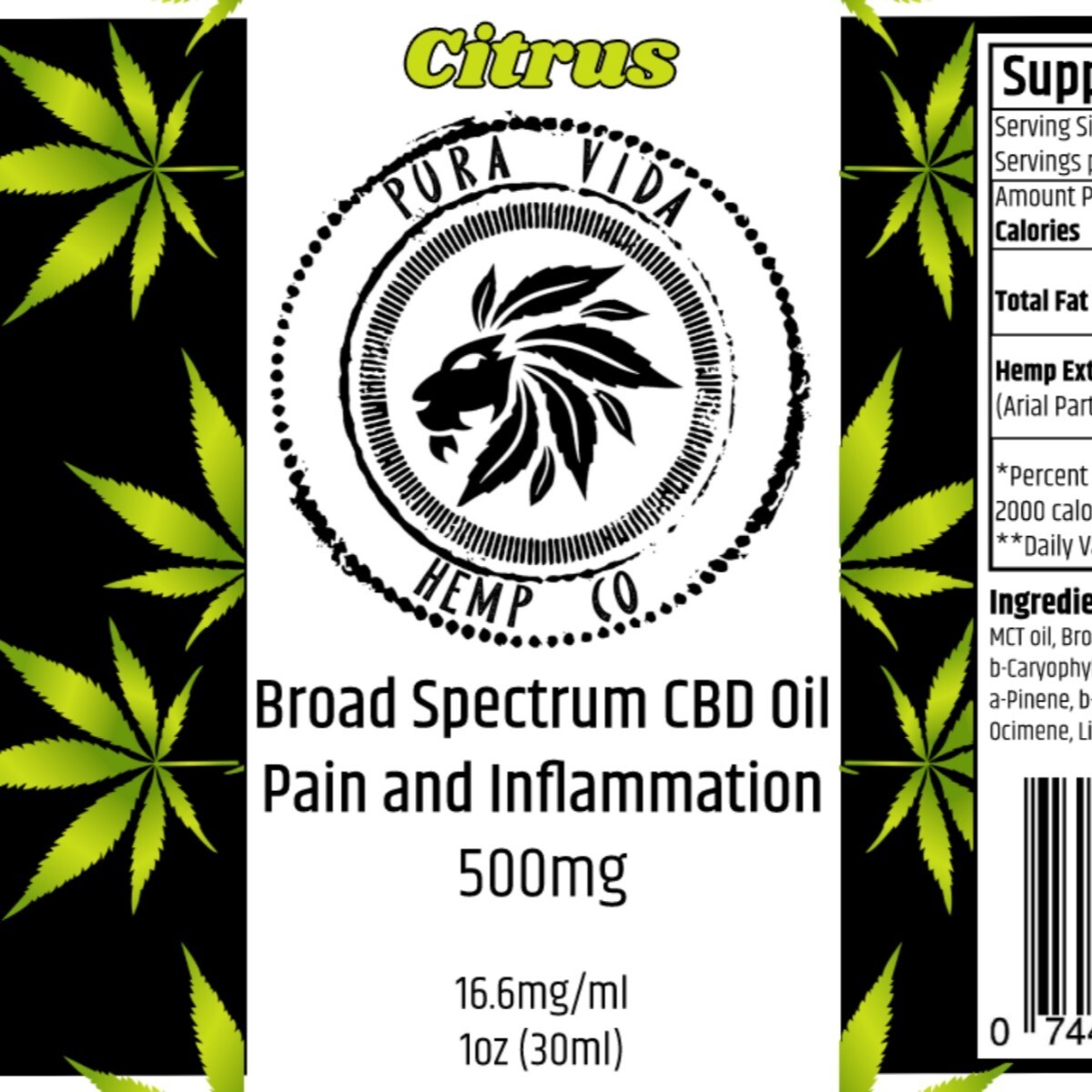 Broad Spectrum CBD + CBG Tincture
Citrus (Pain and Inflammation) - Lab Tested - THC Free