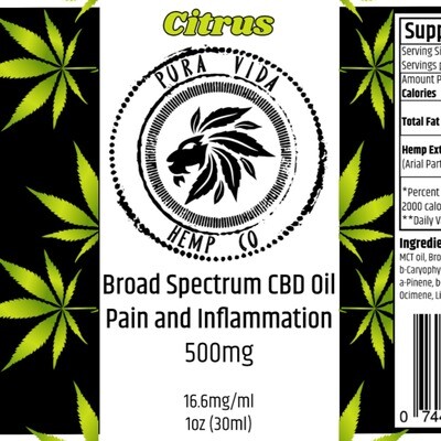 Broad Spectrum CBD + CBG Tincture
Citrus (Pain and Inflammation) - Lab Tested - THC Free