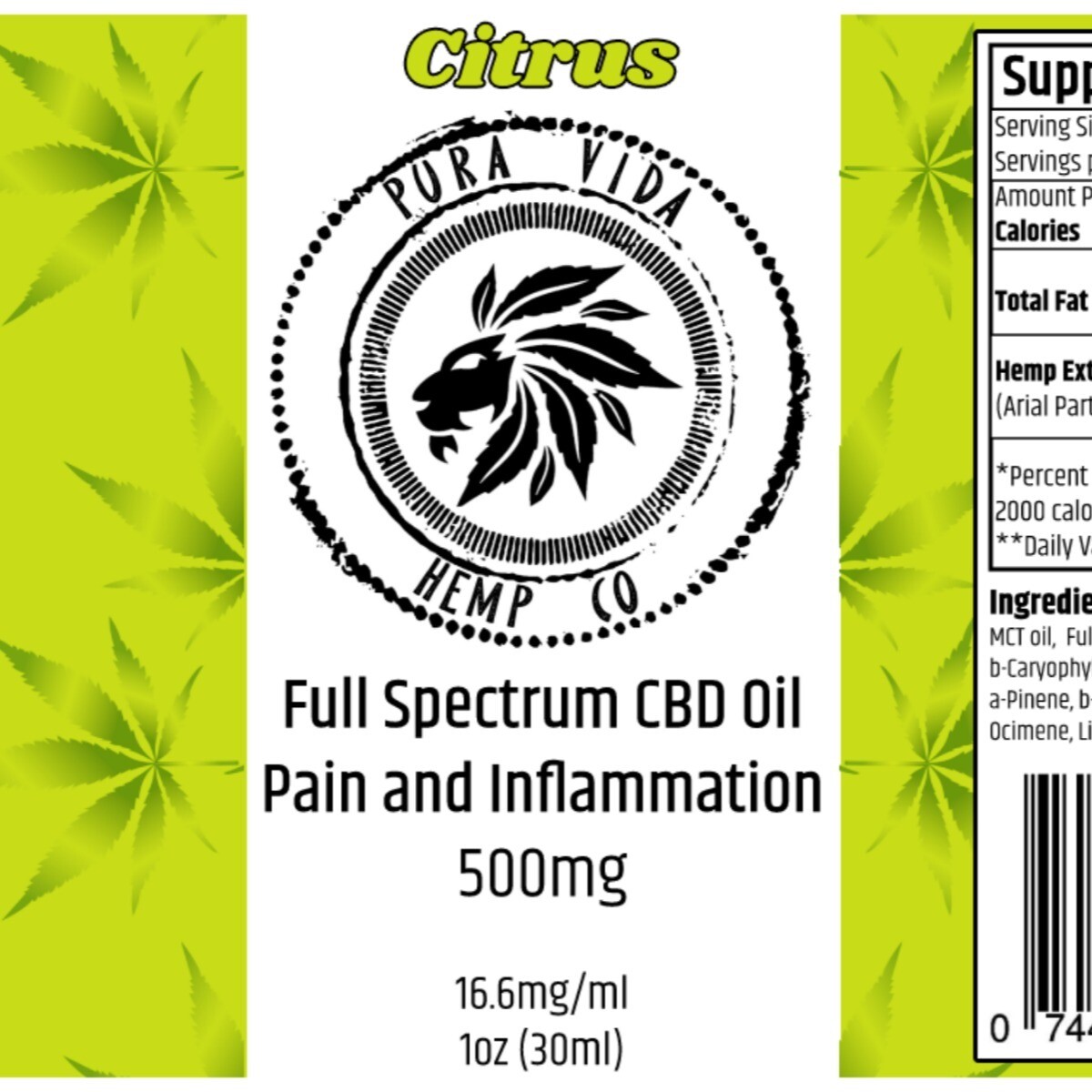 Full-Spectrum Tincture Citrus 
(Pain and Inflammation) - Lab Tested -