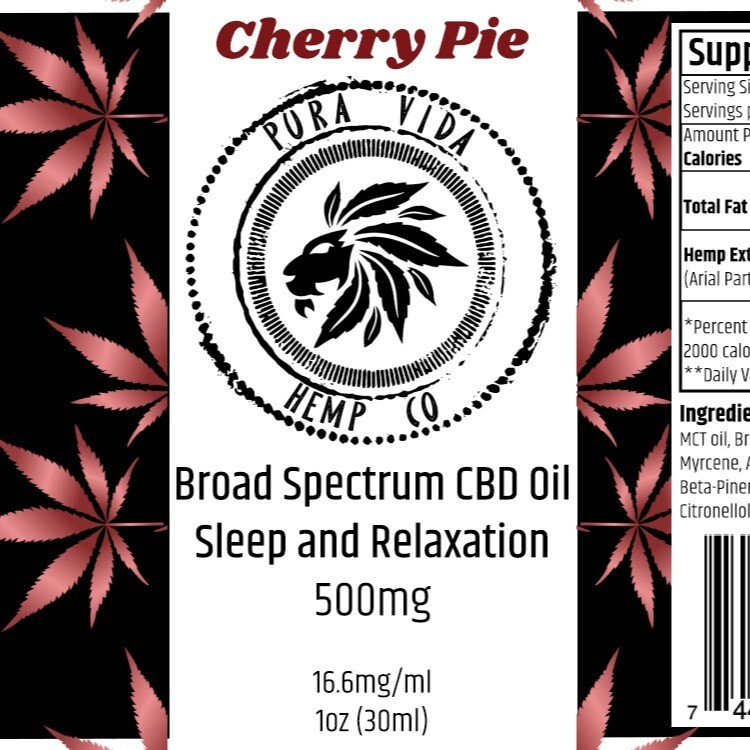 Broad Spectrum CBD + CBG Tincture Cherry Pie
(Sleep and Relaxation) - Lab Tested - THC Free