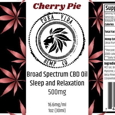Broad Spectrum CBD + CBG Tincture Cherry Pie
(Sleep and Relaxation) - Lab Tested - THC Free