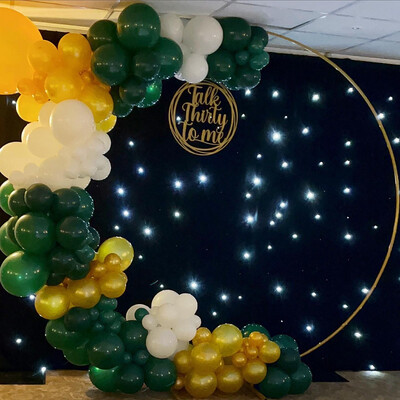 Gold, 7ft Metal Hoop, For Hire, With A Custom Balloon Garland