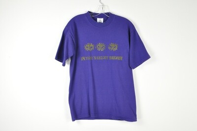 Vintage Block Printed Repurposed Purple Unisex Tee T-Shirt