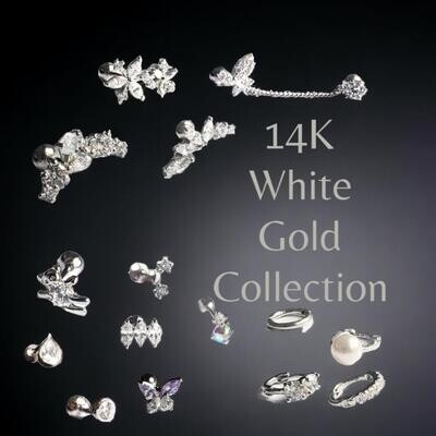14K White Gold Piercings