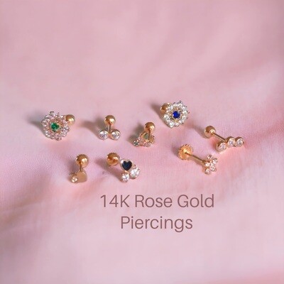 14K Rose Gold Piercings
