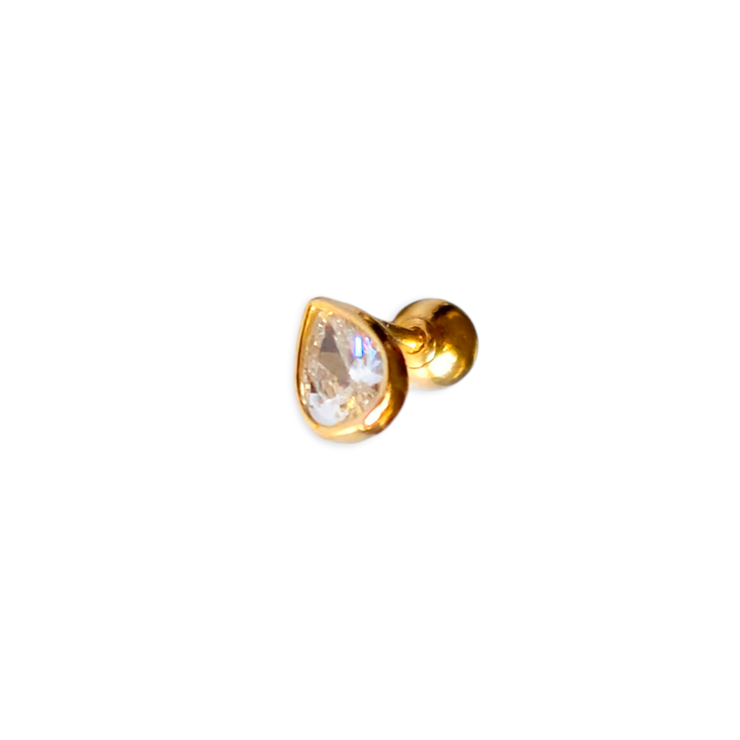 Bezeled Pear Crystal Stud