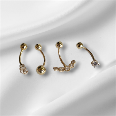 14 Solid Gold Navel Piercings