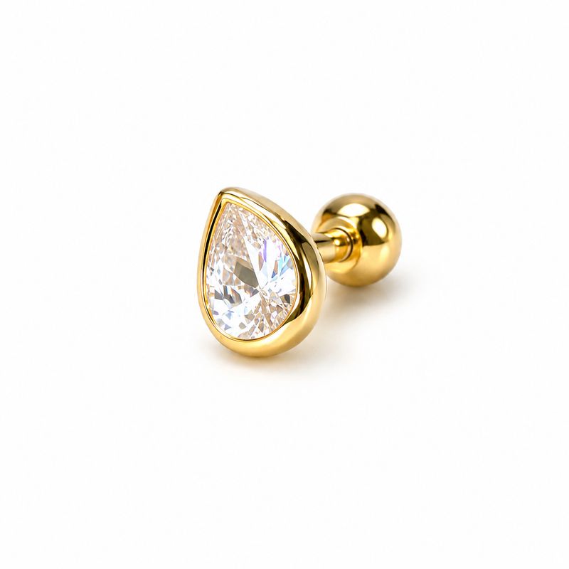 Bezeled Pear Crystal Stud