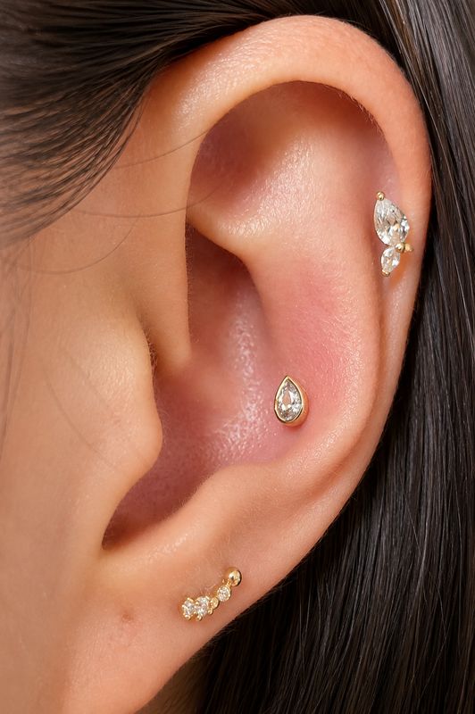 Bezeled Pear Crystal Stud