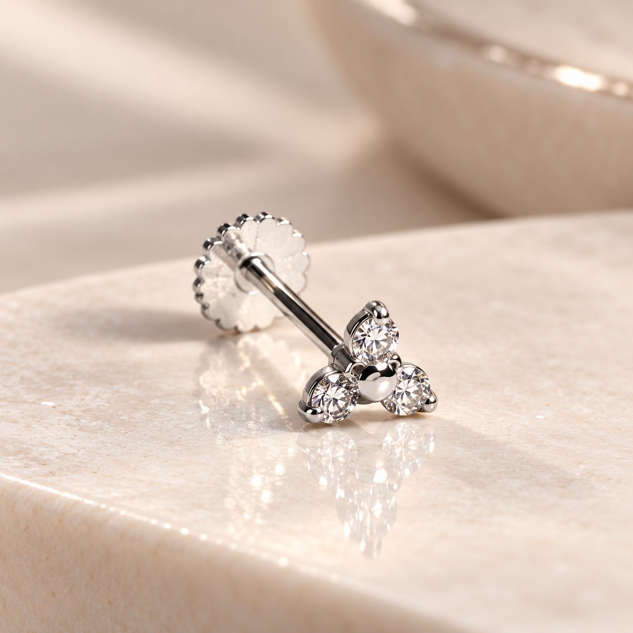 Tiny Trinity White Gold Diamonds Flatback