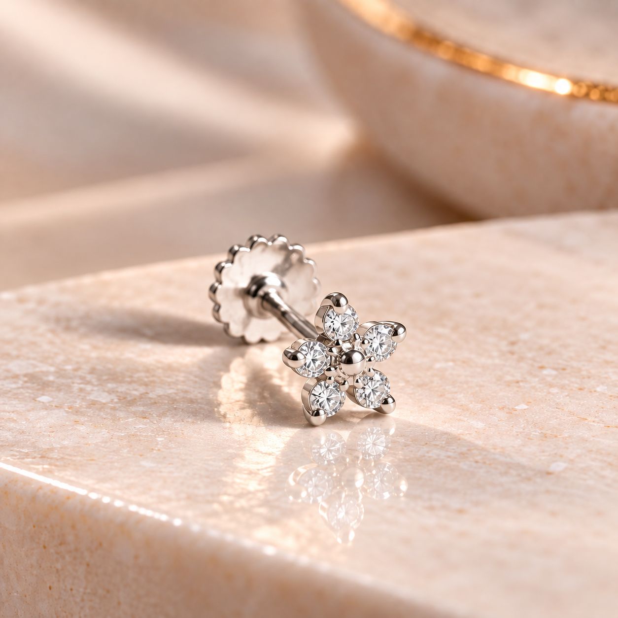 Flora Diamonds Flatback White Gold