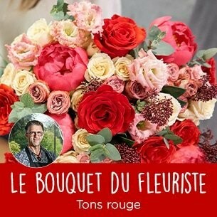 Bouquet du fleuriste teintes de rouges-roses et blanches-crèmes