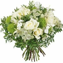 Bouquet rond teintes de blanc et vert