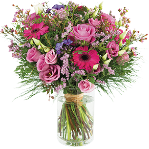 Bouquet parme et fuschia "JOY"