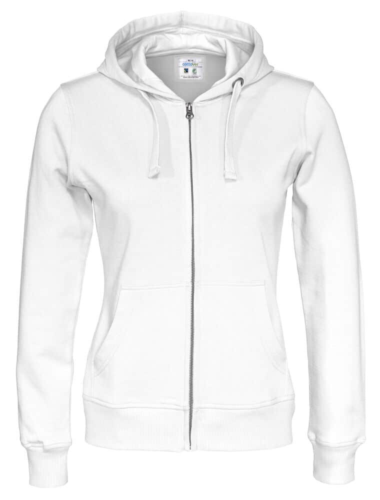 Full Zip Hood Lady (GOTS), FARGE: White, STØRRELSE: XS