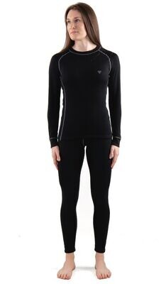 Wool Set Woman, Round neck + Long Johns, FARGE: Black, STØRRELSE: XS