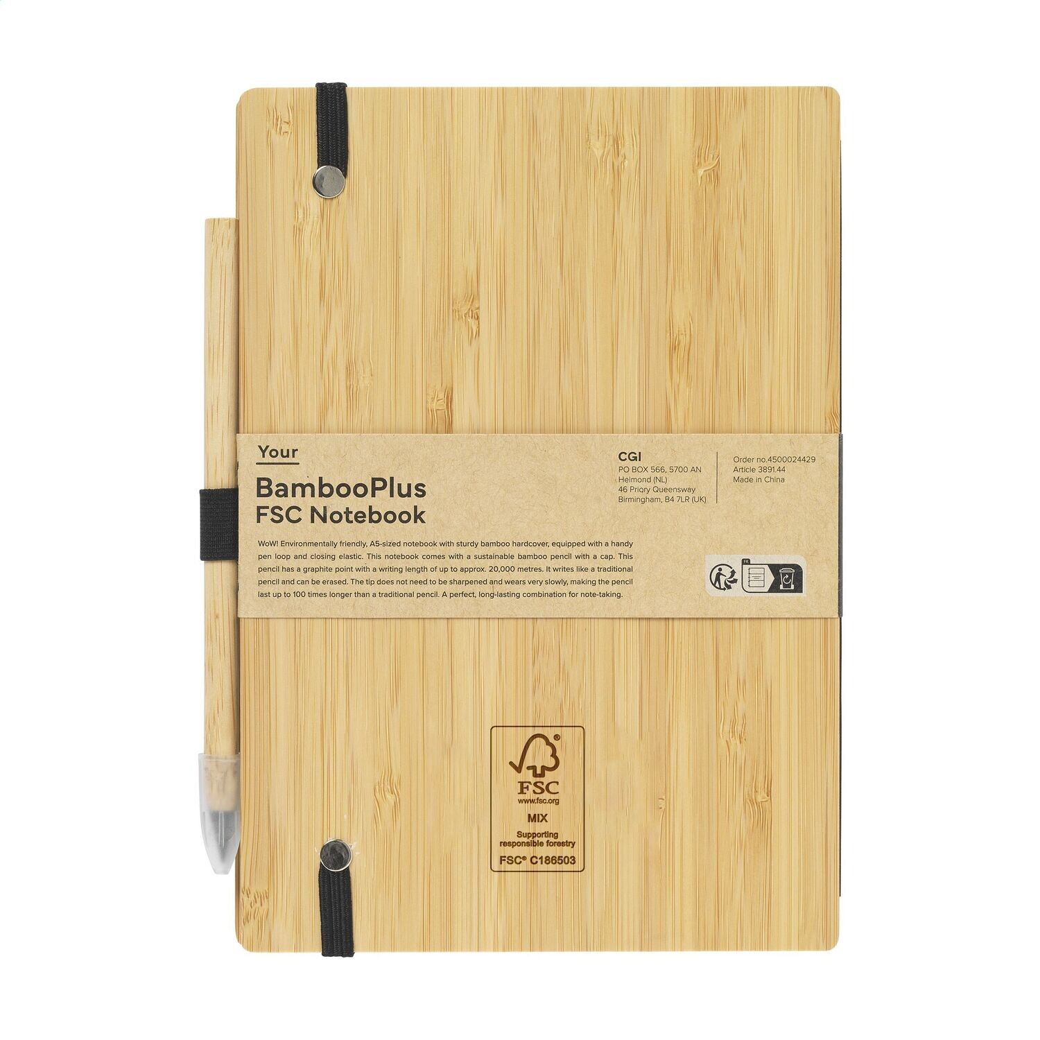 BambooPlus FSC-MIX Notebook A5 - Inkless Pencil