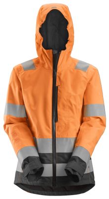 High-Vis Vanntett Skalljakke for dame, Klasse 2/3, FARGE: 5558 - High Visibility Orange\Steel Grey, STØRRELSE: STR:  XS