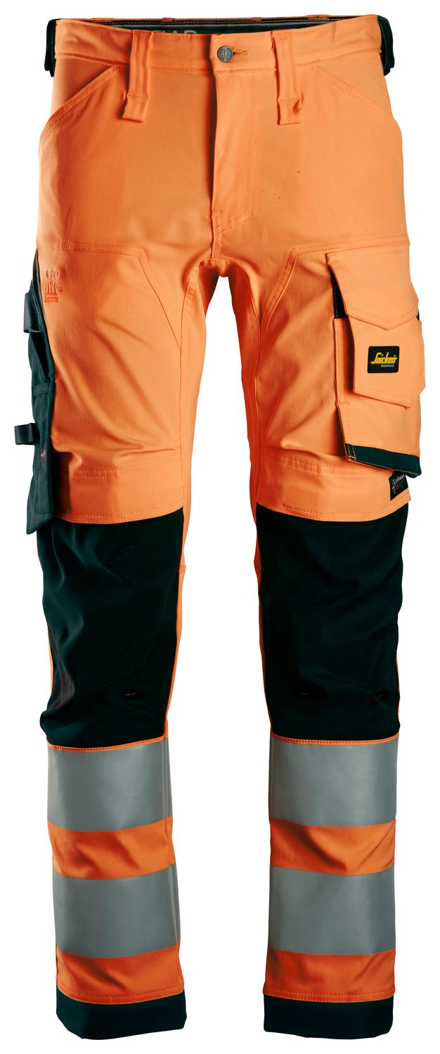 High-Vis Stretchbukse, Klasse 2, FARGE: 5504 - High Visibility Orange\Black, STØRRELSE: STR: 44