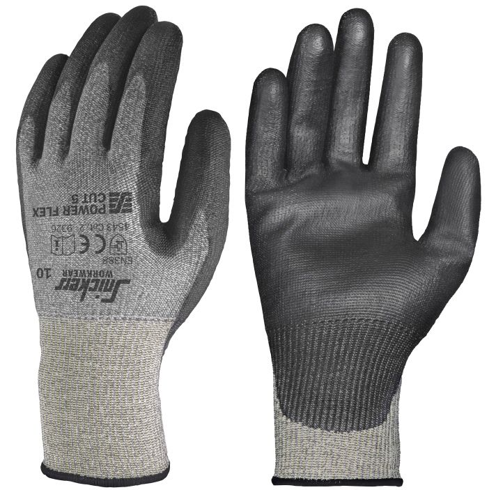 9326 Arbeidshansker Power Flex Cut 5, FARGE: 4804 - Stone Grey - Black (1), STØRRELSE: STR: 7
