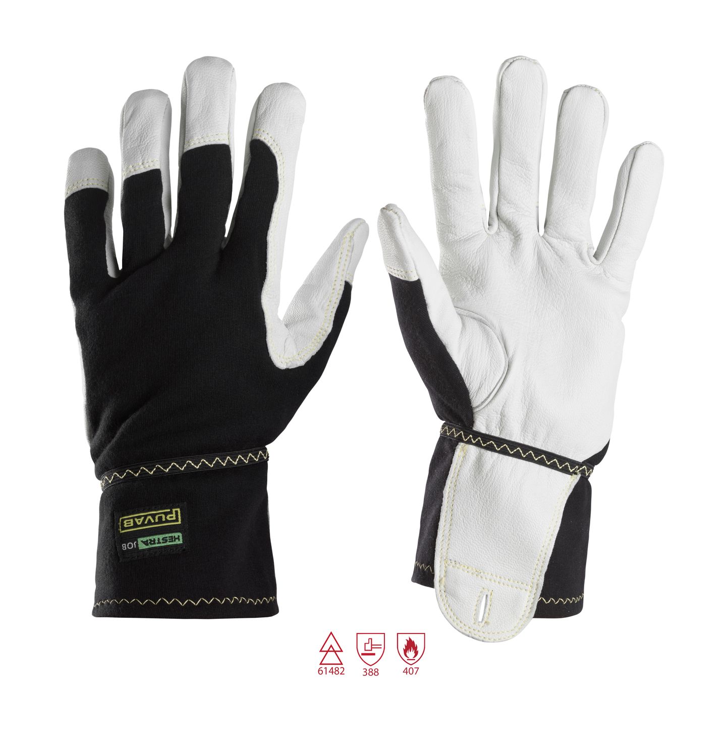 9360 ProtecWork, Flammehemmende Arbeidshansker Precision Sense lær, FARGE: 0904 - White\Black, STØRRELSE: STR: 6