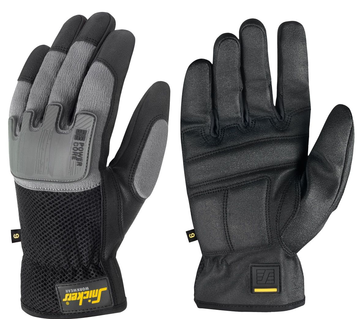 9585 Arbeidshansker Power Core, FARGE: 0448 - Black\Stone Grey, STØRRELSE: STR: 7