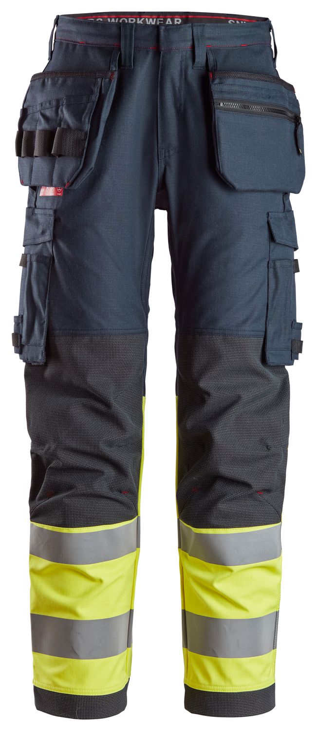 6263 ProtecWork, Flammehemmende Arbeidsbukse med hylsterlommer og like benlommer, Klasse 1, FARGE: 9566 - Navy\High Visibility Yellow, STØRRELSE: BLÅ/GUL KL1 44