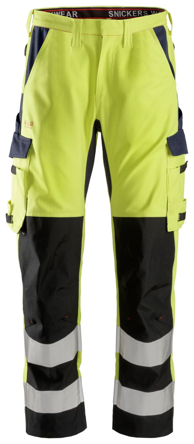 6364 ProtecWork, Flammehemmende Arbeidsbukse med leggforsterkning, Klasse 2, FARGE: 6695 - High Visibility Yellow\Navy, STØRRELSE: STR: 44