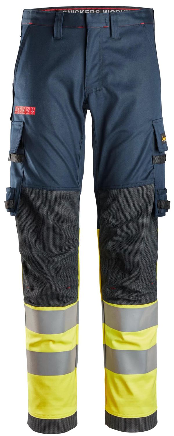 6374 ProtecWork, Arbeidsbukse med stretch, Klasse 1, FARGE: 9566 - Navy\High Visibility Yellow, STØRRELSE: STR: 100