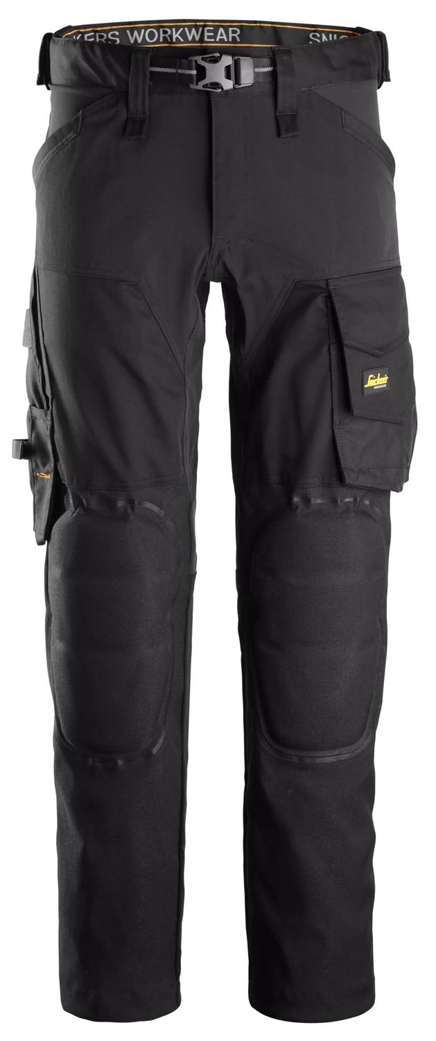 6593 AllroundWork, Arbeidsbukse med stretch og Capsulized™-kneputer, FARGE: 0404 - Black, STØRRELSE: STR: 046