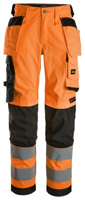 High-Vis Stretchbukse med hylsterlommer for dame, Klasse 2, FARGE: 5504 - High Visibility Orange\Black, STØRRELSE: STR: 18