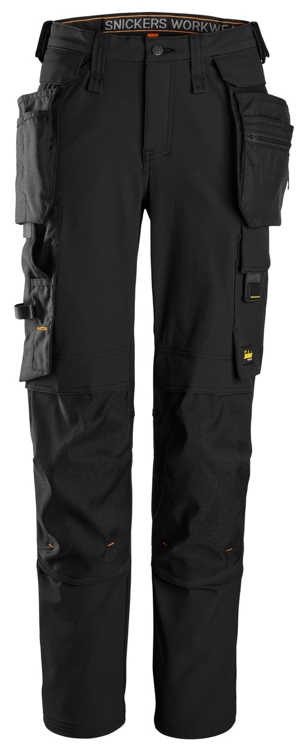 6771 AllroundWork, Arbeidsbukse med full stretch og avtakbare hylsterlommer for dame, FARGE: 0404 - Black, STØRRELSE: STR: 18