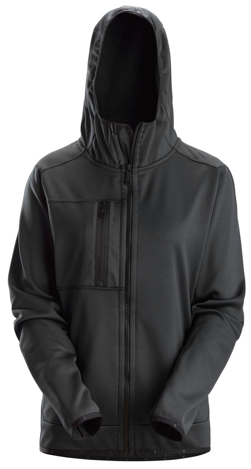 8057 AllroundWork, Fleecejakke med hette for dame, FARGE: 0400 - Black, STØRRELSE: STR: XS