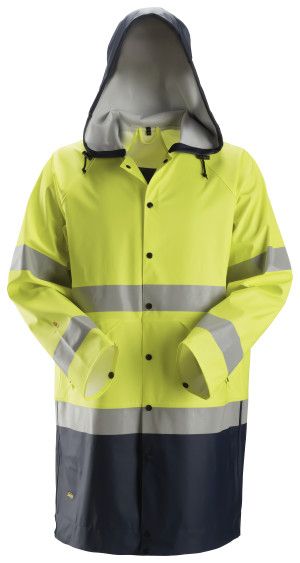 ProtecWork, Flammehemmende PU-regnjakke, Klasse 3, FARGE: 6695 - High Visibility Yellow\Navy, STØRRELSE: STR: XS