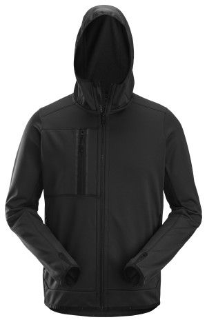 AllroundWork, Fleecejakke med hette, FARGE: 0400 - Black, STØRRELSE: STR: XS