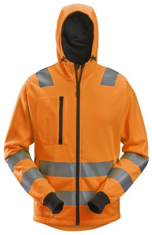 AllroundWork, High-Vis Jakke med hette, Klasse 2/3, FARGE: 5500 - High Visibility Orange, STØRRELSE: STR: XS