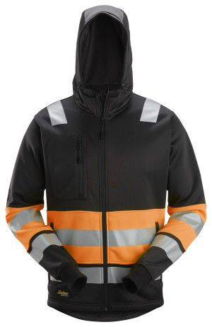 High-Vis Jakke med hette, Klasse 1, FARGE: 0455 -  Black\High Visibility Orange, STØRRELSE: STR: XS