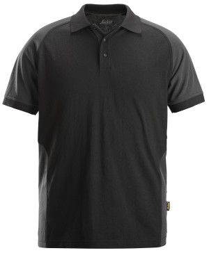 Tofarget poloskjorte, FARGE: 0458 - Black\Steel Grey, STØRRELSE: STR: XS